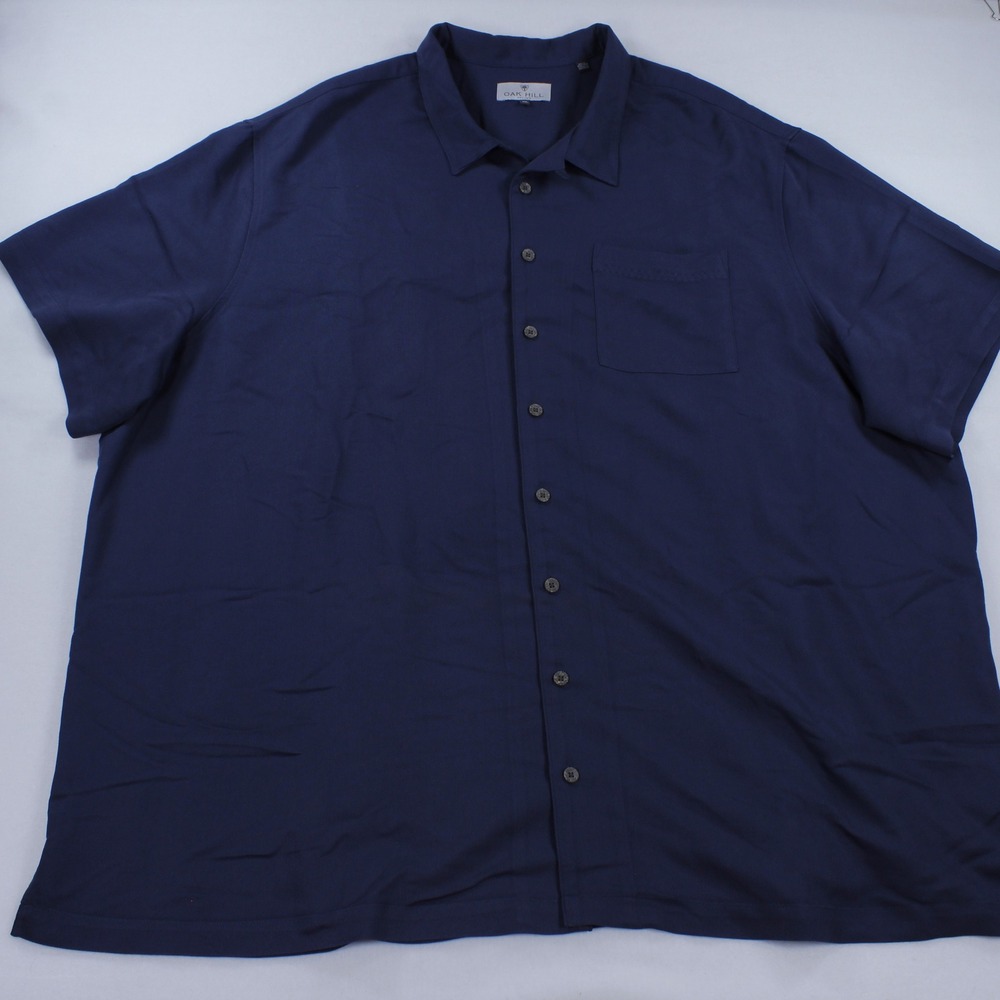 Oak Hill Men's Short Sleeve Button Up Shirt Blue Size 4XL Big & Tall Casual